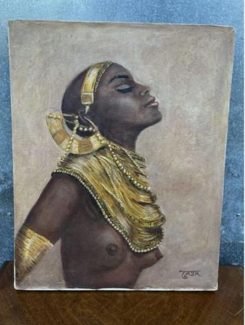 vintage naakt schilderij ```Afrikaanse Schone`` 80er  beschikbaar voor biedingen