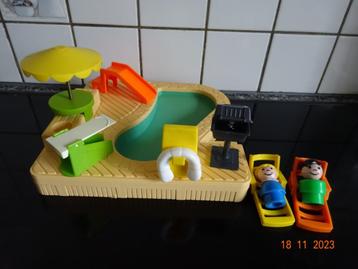 Vintage Fisher Price Little People zwembad #2526*VOLLEDIG* 