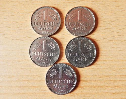 1 mark Duitsland 1950 F,  1956 F,  1983 J,  1986 F,  1992 G, Timbres & Monnaies, Monnaies | Europe | Monnaies non-euro, Série