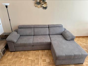 Canapé d’angle 3 places HUNTER – Nubuck, avec coffre, lit beschikbaar voor biedingen