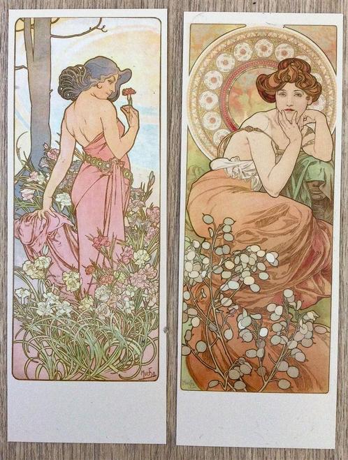 2x Alphonse Mucha Kunst Boekenlegger #05, Collections, Cinéma & Télévision, Neuf, Envoi