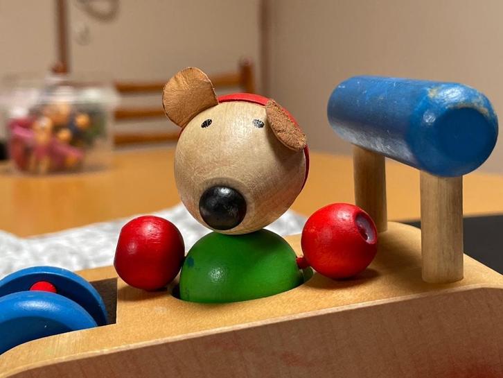 Autopino houten trekwagentje met muis, Kinderen en Baby's, Speelgoed | Houten speelgoed, Gebruikt, Duw- of Trekspeelgoed, Ophalen