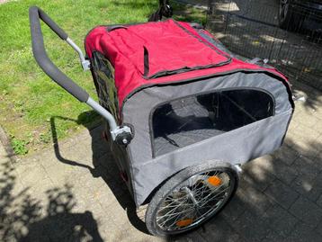 Remorque de vélo/poussette pour chien (grise/noire/rouge), Enlèvement, Utilisé