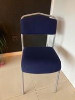 4 stoelen: grijze poten, blauwe stoffen zitting en rug, Huis en Inrichting, Stoelen, Blauw, Vier, Stof, Zo goed als nieuw