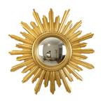 Gouden Sunburst Spiegel Butler Zonnespiegel Bol Glas Heksen, Rond, 50 à 100 cm, Enlèvement ou Envoi, Moins de 100 cm