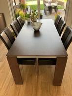 Mooie moderne tafel met 6 stoelen in volleder, Huis en Inrichting, Ophalen, 100 tot 150 cm, 200 cm of meer, Zo goed als nieuw