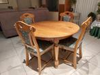 ronde uitschuifbare eettafel en 4 stoelen in perfecte staat, Huis en Inrichting, Ophalen, 100 tot 150 cm, Rond, Zo goed als nieuw