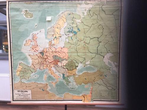Retro schoolkaart - Europa - Kaart 458, Huis en Inrichting, Woonaccessoires | Wanddecoraties, Gebruikt, Ophalen of Verzenden