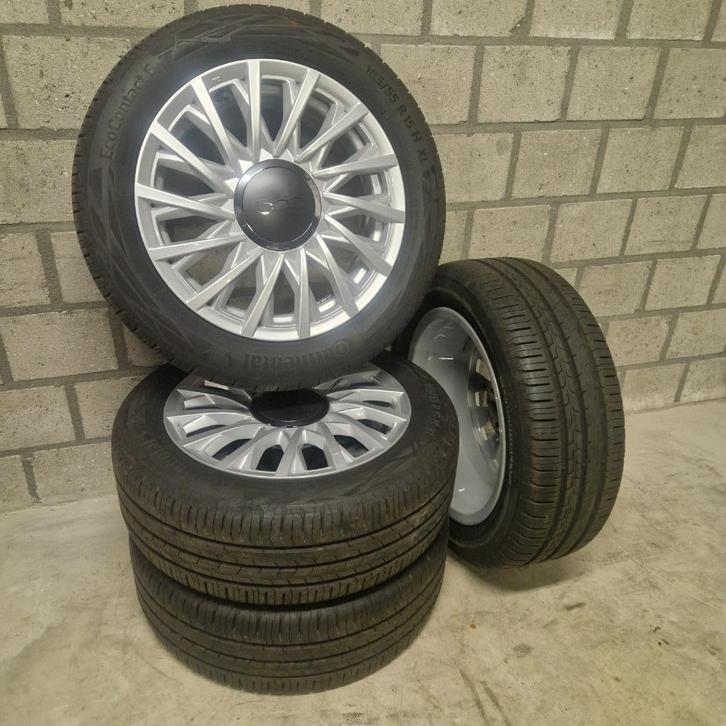 Fiat 500 velgen met banden Z.G.A.N., Auto-onderdelen, Banden en Velgen, Banden en Velgen, Zomerbanden, 15 inch, 185 mm, Personenwagen