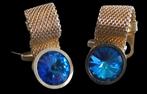 blauwe goudkleurige manchetknopen, Handtassen en Accessoires, Manchetknopen, Steen, Ophalen of Verzenden, Retrohouse@pandora.be