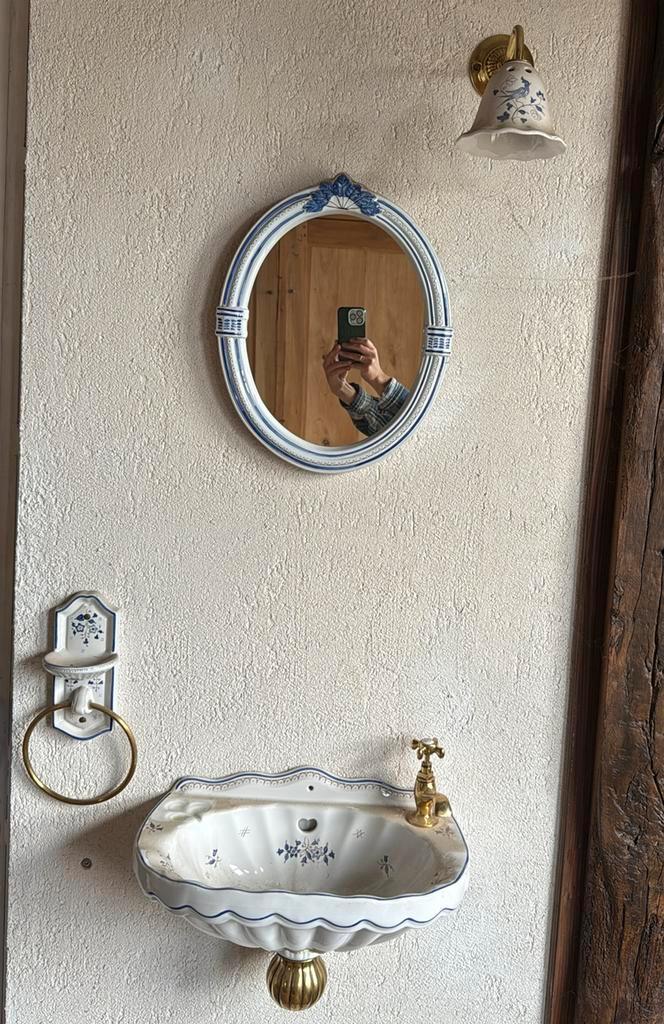 Authentieke Franse wastafelset – HERBEAU (volledige set), Huis en Inrichting, Badkamer | Badkamermeubels, Zo goed als nieuw, Ophalen