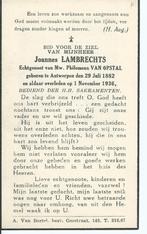 RP Joannes Lambrechts Antwerpen   1882-1936, Enlèvement ou Envoi