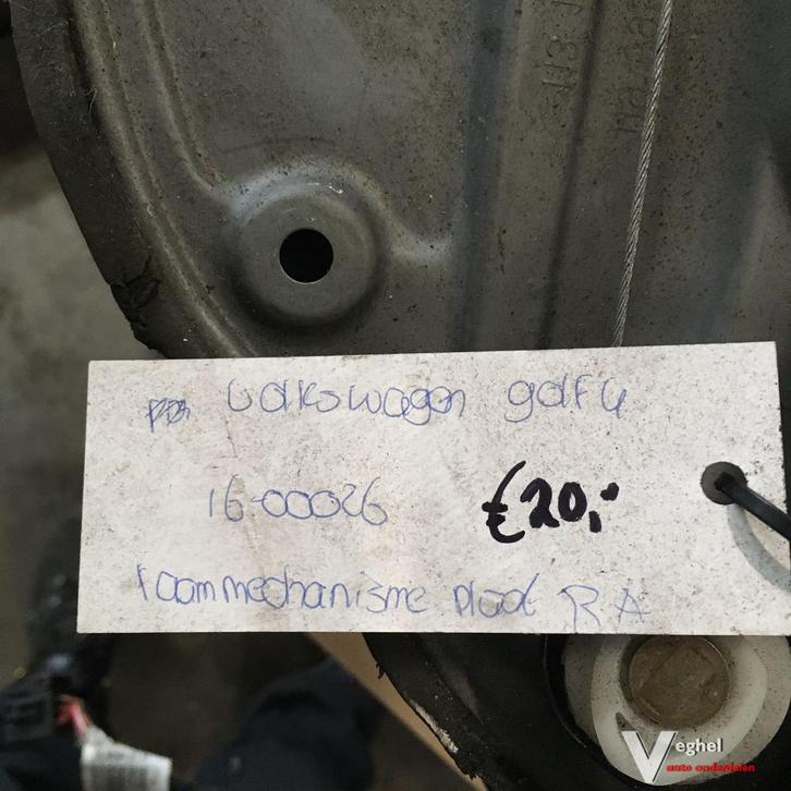 Vw Golf 4 5 drs 1600026 Raammechanisme plaat Rechtsachter, Auto-onderdelen, Ruiten en Toebehoren, Gebruikt, Ophalen of Verzenden