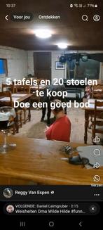 5 tafels en 20 stoelen, Huis en Inrichting, Tafels | Eettafels, Ophalen, Gebruikt