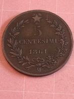 ITALIE 5 Centesimi 1861 M, Timbres & Monnaies, Monnaies | Europe | Monnaies non-euro, Enlèvement ou Envoi, Monnaie en vrac, Italie