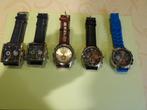lot 6 heren pols horloges, Autres marques, Cuir, Acier, Enlèvement