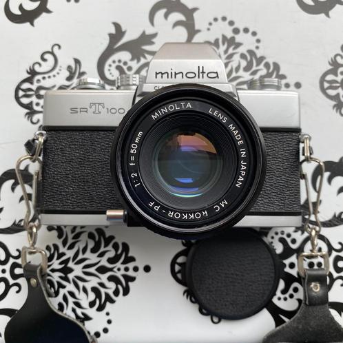 Minolta SRT100, MC Rokkor-PF 50mm f2 *als nieuw, Audio, Tv en Foto, Fotocamera's Analoog, Zo goed als nieuw, Spiegelreflex, Minolta