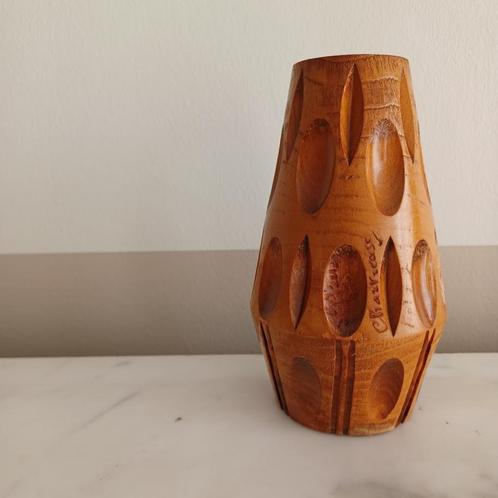 Vintage handgemaakt houten vaasje., Antiek en Kunst, Kunst | Beelden en Houtsnijwerken, Ophalen of Verzenden