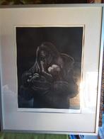 Ets moeder en kind oplage 2/5 afmetingen 50/40 kader inbegr, Antiek en Kunst, Kunst | Schilderijen | Modern, Ophalen of Verzenden