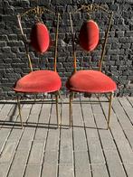 2 Italiaans Chiavari stoelen messing rood fluweel • 100 euro, Ophalen, Gebruikt, Twee, Metaal