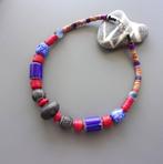 Afrikaanse ketting voor dames of heren in vintage kralen, Handtassen en Accessoires, Kettingen, Ophalen of Verzenden, Nieuw, Blauw