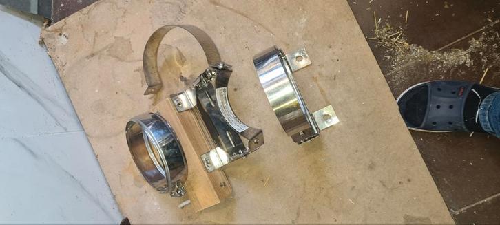 Dubbel wandige inox buizen voor pellets 5 x van1m,met acces, Auto-onderdelen, Uitlaatsystemen, Gebruikt, Ophalen