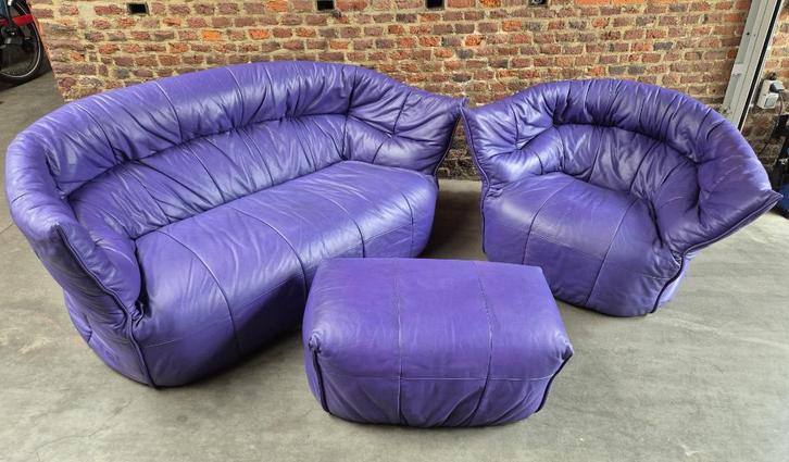 Salon Ligne Roset lederen Brigantin serie, Huis en Inrichting, Zetels | Zetels, Zo goed als nieuw, Driepersoons, 150 tot 200 cm