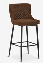 2 hoge barkrukken – bruin fluweel met zwart metalen poten, Huis en Inrichting, Barkrukken, Ophalen, Zo goed als nieuw, Metaal