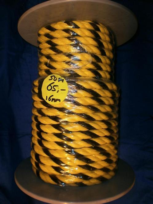Rol lijn 16mm 50m PE Polyethyleen geel/zwart tiger rope tijg, Watersport en Boten, Bootonderdelen, Nieuw, Ophalen of Verzenden