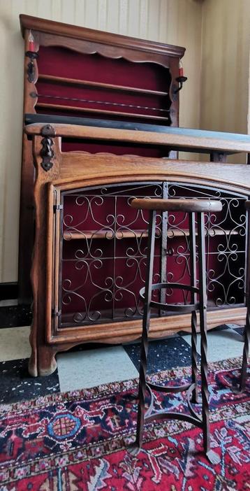 Ensemble bar & bibliothèque rustique vintage – bois massif, beschikbaar voor biedingen
