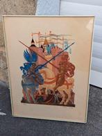 Lithographie moyen age signe Anto carte, Enlèvement ou Envoi