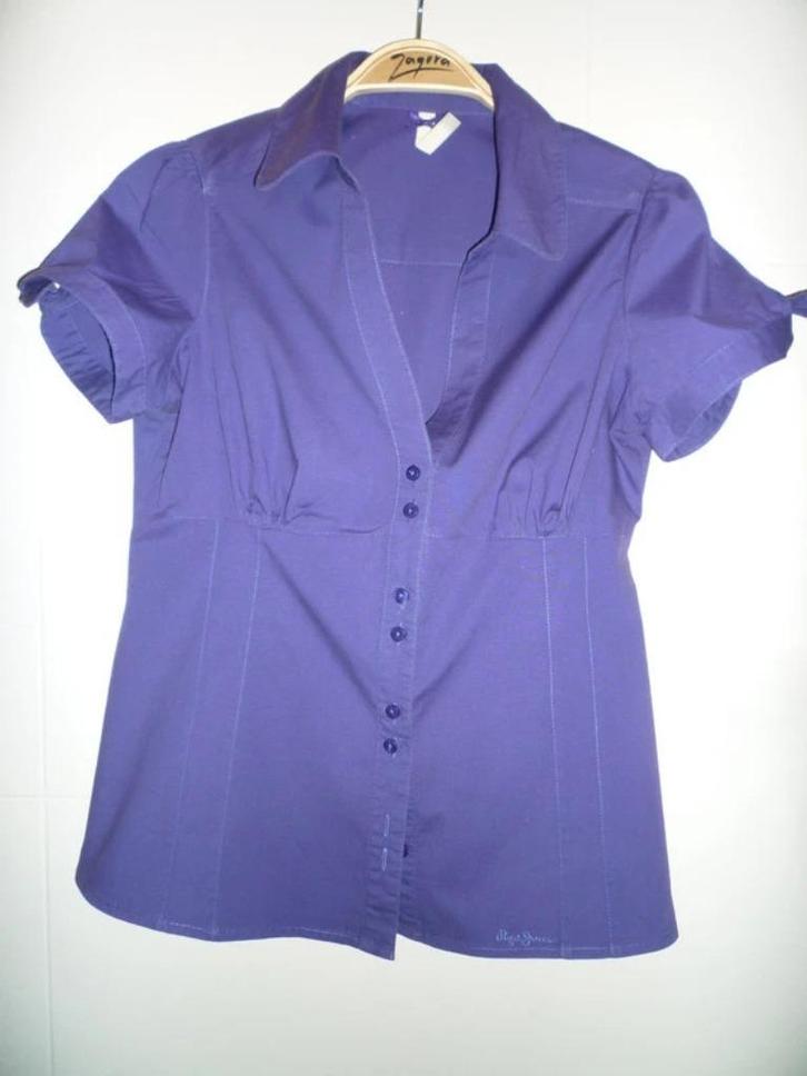 Hemdblouse paars Pepe Jeans maat medium, Kleding | Dames, Blouses en Tunieken, Zo goed als nieuw, Maat 38/40 (M), Paars, Verzenden