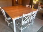 Eiken eettafel vierkant incl 8 stoelen, Huis en Inrichting, Tafels | Eettafels, Ophalen, Vierkant