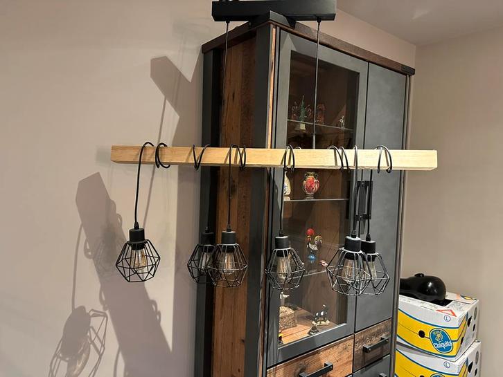 Lampe suspendue industrielle, Maison & Meubles, Lampes | Suspensions, Comme neuf, 75 cm ou plus, Bois, Métal, Enlèvement