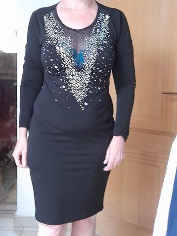 Robe de soirée longue noire à strass de BodyFlirt Small, Enlèvement ou Envoi, Taille 36 (S), Porté, Sous le genou