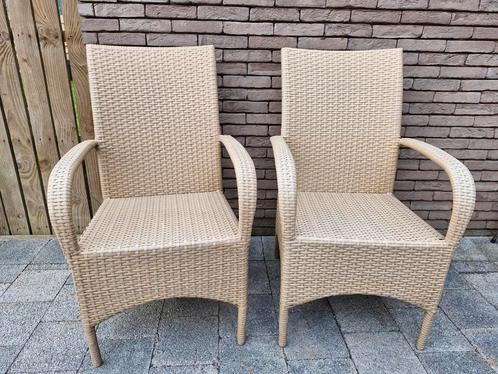2 hele mooie naturel kunstof wicker tuinstoelen, Tuin en Terras, Tuinstoelen, Zo goed als nieuw, Kunststof, Ophalen