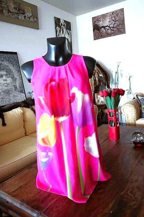 uniek positief opfleurend kleurrijke jurk, Vêtements | Femmes, Robes, Comme neuf, Taille 42/44 (L), Rose, Sous le genou, Enlèvement ou Envoi