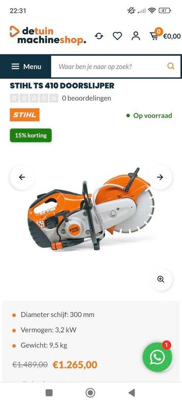 Sthil TS410 betonsnijder  beschikbaar voor biedingen