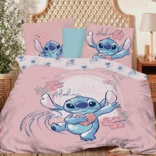 Stitch Dekbedovertrek Roze - Lits Jumeaux - 240 x 220 cm, Huis en Inrichting, Slaapkamer | Beddengoed, Nieuw, Dekbedovertrek, Tweepersoons