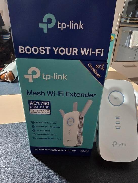 TP-Link RE 450 wifi repeater Range Extender, Computers en Software, WiFi-versterkers, Zo goed als nieuw, Ophalen