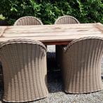 Table en vieux teck vintage et fauteuils (Bristol), Tuin en Terras, Teakhout, Gebruikt, Rechthoekig, Ophalen