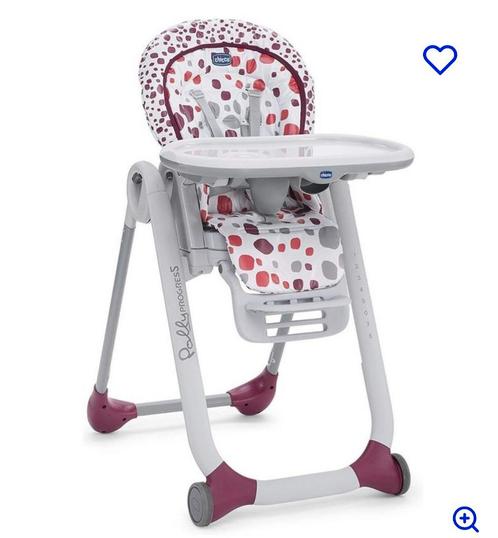 Chaise haute Polly Progres5 de Chicco - cerise, Kinderen en Baby's, Kinderstoelen, Zo goed als nieuw, Ophalen