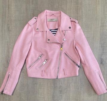 ZARA Biker jacket in kunstleer lichtroze maat S beschikbaar voor biedingen