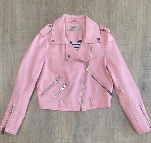 ZARA Biker jacket in kunstleer lichtroze maat S, Kleding | Dames, Jasjes, Kostuums en Pakken, Gedragen, Jasje, Maat 36 (S), Roze