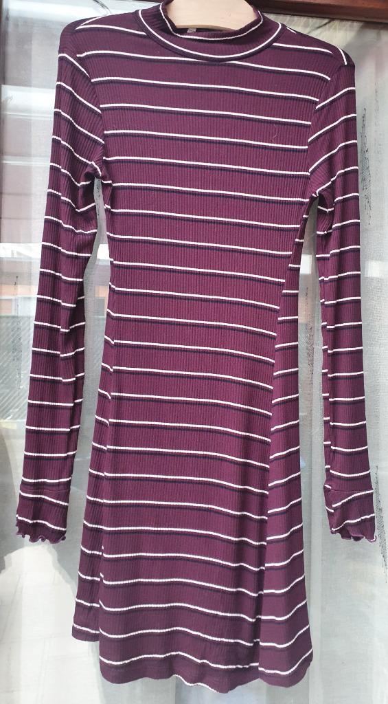 Paars gestreepte jurk van C&A maat S, Kleding | Dames, Jurken, Gedragen, Maat 36 (S), Paars, Ophalen of Verzenden