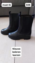 Nieuwe zwarte lederen laarzen maat 41, Zwart, Lage of Enkellaarzen, Nieuw, Ophalen of Verzenden
