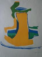 houtsnede in kleur Willie Cools compositie, Antiek en Kunst, Kunst | Etsen en Gravures, Ophalen of Verzenden