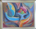 ANDRE GOEZU / ABSTRACT STILLEVEN / OLIEVERF DOEK / 76x92cm, Antiek en Kunst, Kunst | Schilderijen | Modern, Ophalen