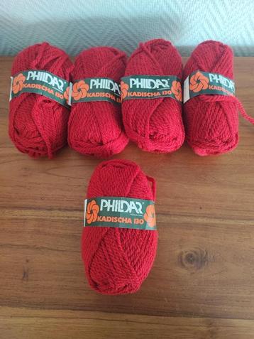 Phildar Kadischa 130 rood 5 bollen €1p/s €4 lot beschikbaar voor biedingen