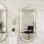 ovaal spiegel kaptafel goud gold kapper led kapsalon, Huis en Inrichting, Nieuw, Ophalen of Verzenden, 75 tot 100 cm, 150 tot 200 cm